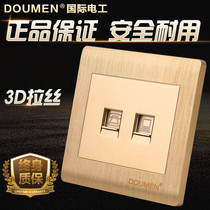 International electrician champagne gold color weak electric socket telephone network computer socket 86 type telephone with computer socket