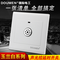 International electrician 86 wall switch socket panel white staircase incandescent light induction sound and light control delay switch