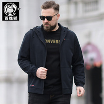 Yum Fox large size mens fat autumn spring and autumn sports casual jacket fat loose fat fat big coat