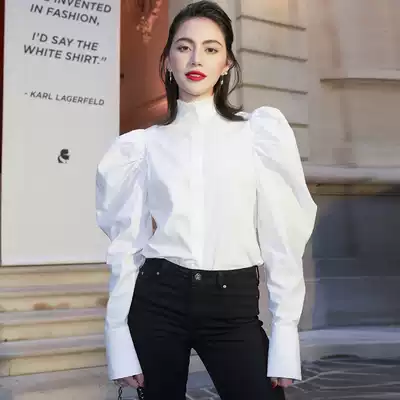 2021 Autumn New Bubble Sleeve t shirt female design sense niche French court style white shirt senior sense top