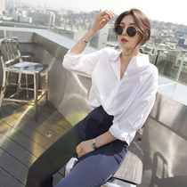 2022 spring and summer new foundation with white shirt female long sleeves loose and casual Dont make blouses women design a little crowdsourced