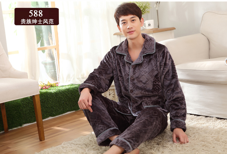 Mùa thu và mùa đông san hô lông cừu cặp đôi đồ ngủ nam cộng với nhung cha mẹ trung niên flannel phụ nữ dịch vụ nhà phù hợp với XL bộ đũi nam