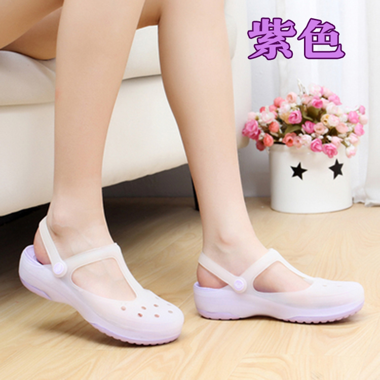 Trắng y tá lỗ giày nữ bãi biển mùa hè giày dưới dày phụ nữ mang thai dép và dép nữ non-slip dép thạch 2018 new dép sandal nữ