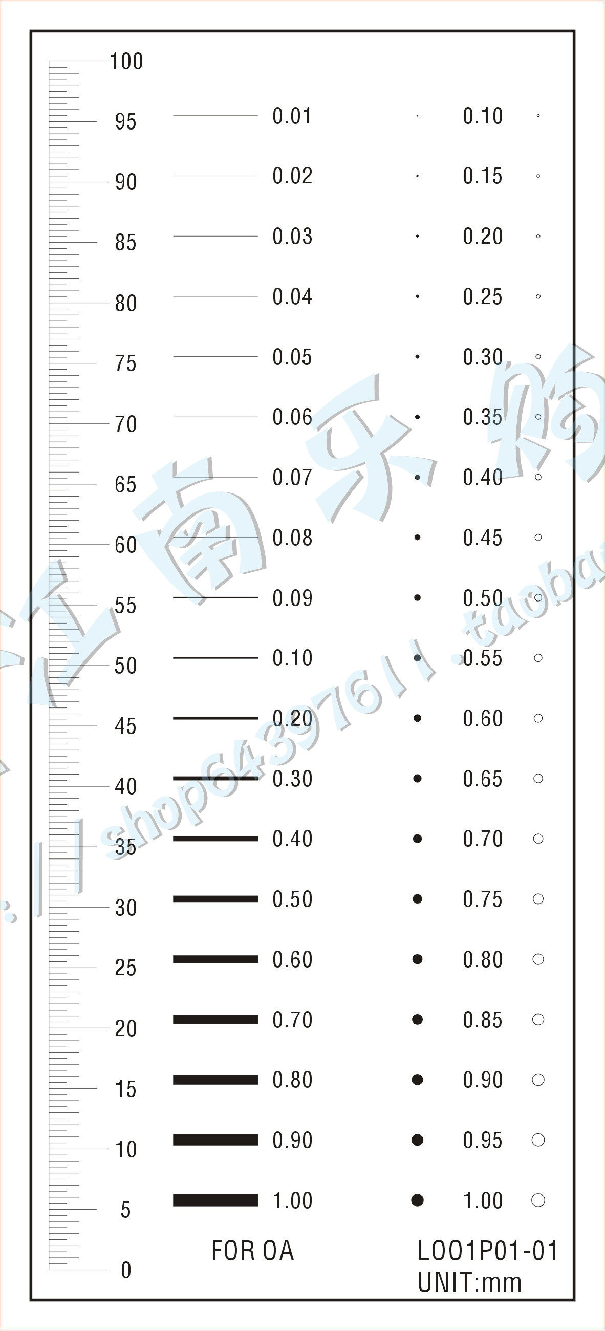 Quantity OA-6 10CM gauge point gauge wire gauge film ruler stain comparison card scratch point line inspection card