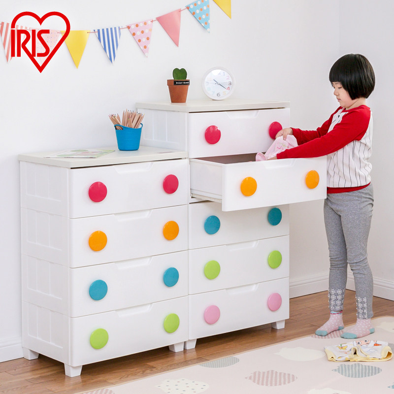 Japan IrisIRIS Children's Storage Cabinet Baby Wardrobe Day Style Alice Bedroom Plastic Drawer Bucket Cabinet