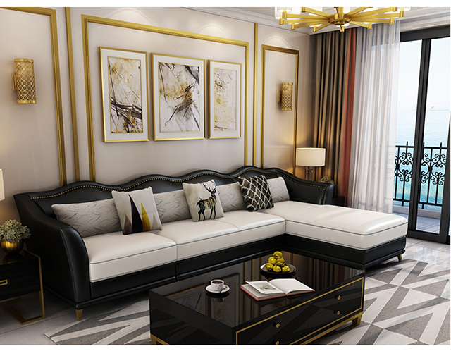 Sau khi ánh sáng sang trọng sofa da hiện đại kết hợp của Mỹ phòng khách nhỏ sang trọng sẵn sàng tối giản căn hộ góc tiết kiệm không gian nhỏ - Ghế sô pha ghế gấp thành giường