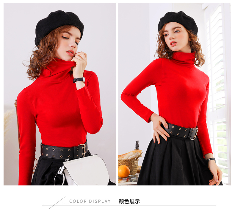 Quần áo mùa thu ở Nam Cực Quần áo nữ mỏng nửa cao cổ áo dài tay bên trong và bên ngoài mặc áo sơ mi mùa thu và mùa đông để giữ ấm áo đơn áo lót mặc vest nam