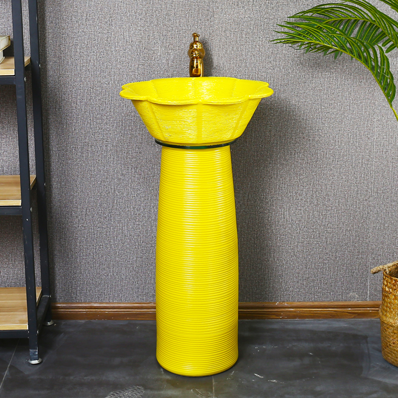 King beautiful ceramic column type lavatory hotel sink basin body floor type simple column basin of small family