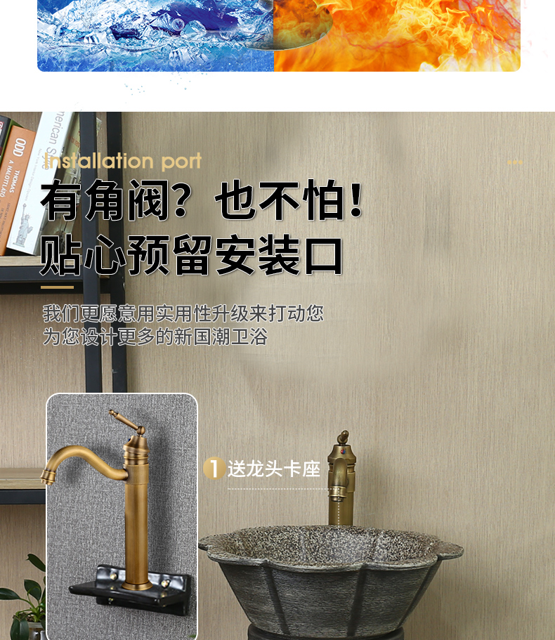 King beautiful ceramic pillar type lavatory basin integrated basin ground column pillar lavabo of jingdezhen ceramics