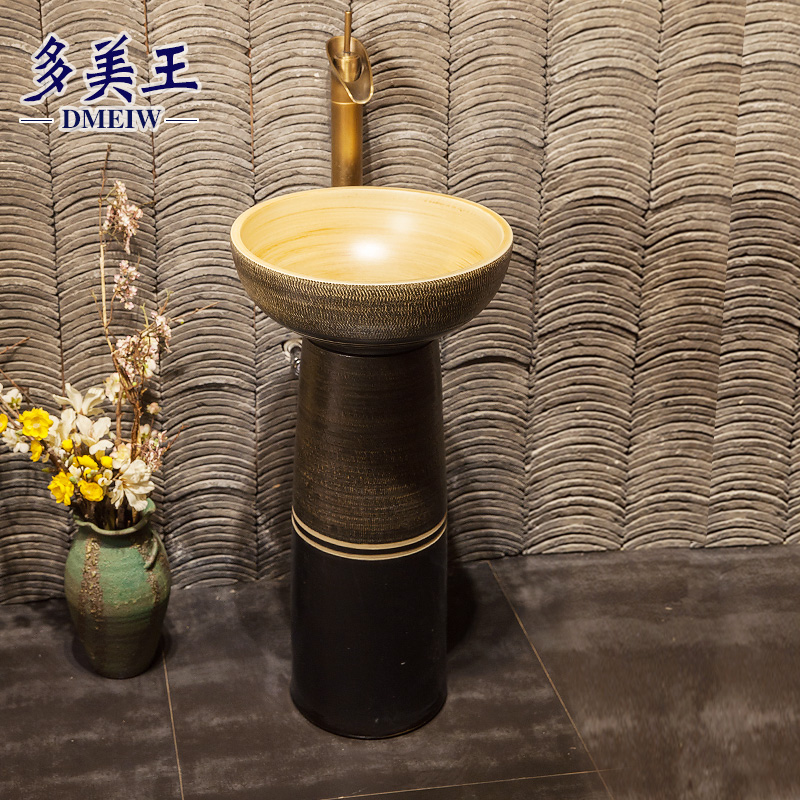 Duomei Wang balcony powder room ceramic column basin one-piece antique washbasin floor-to-ceiling washbasin