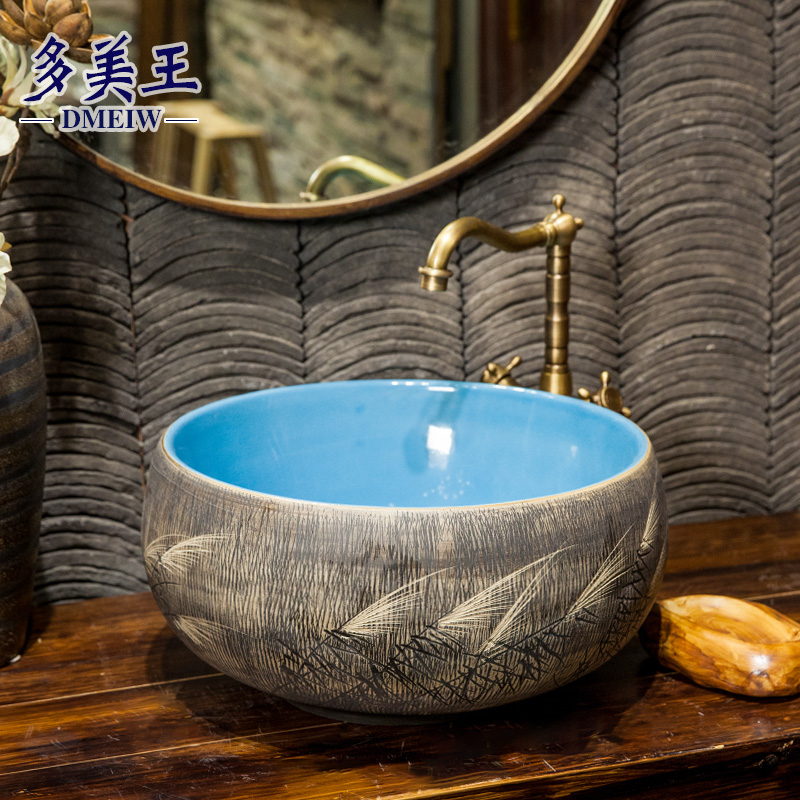 The sink on The basin of Chinese style ceramic elliptic waist drum art basin sink toilet lavatory basin restoring ancient ways