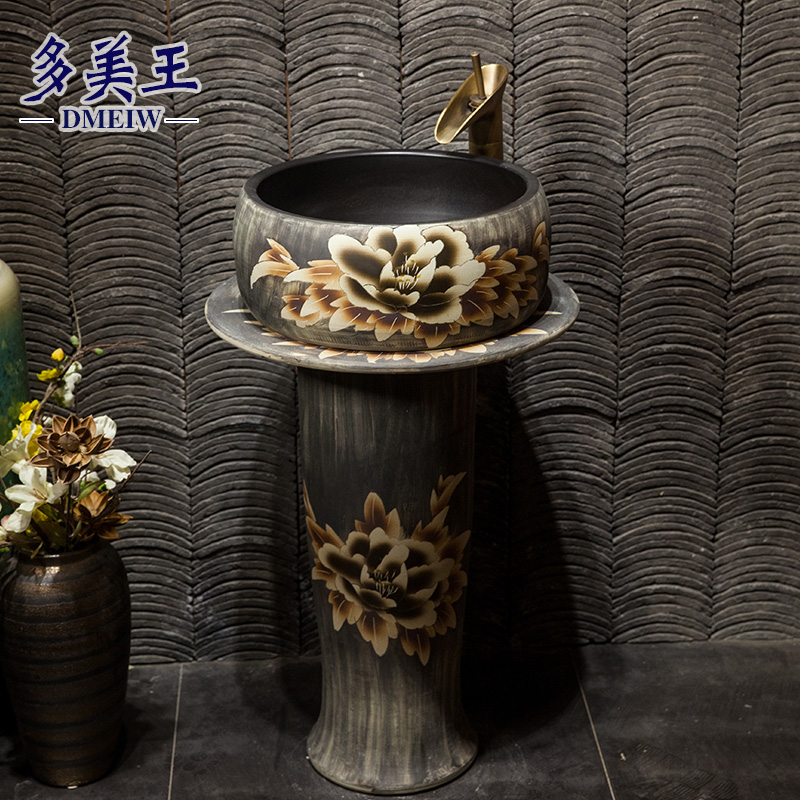 Retro basin of pillar type lavatory pillar lavabo ceramic floor balcony is suing toilet cistern