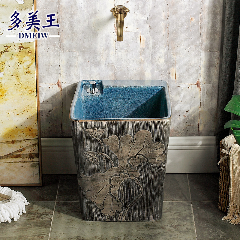 Duomeiwang mop pool ceramic balcony bathroom square household mop pool floor-to-ceiling mop pool mopping pool tank