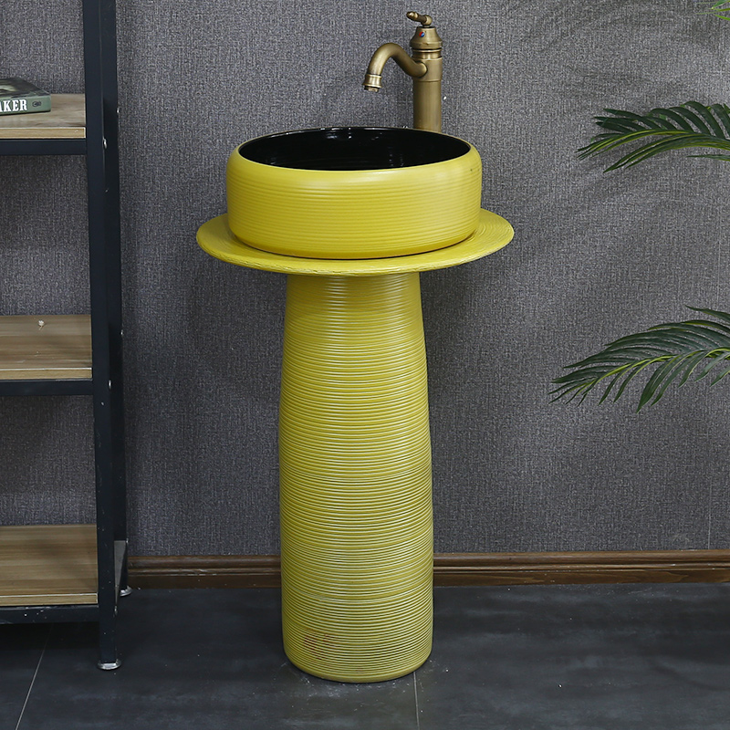 Nordic contracted household ceramics vertical lavatory toilet floor pillar lavabo one pillar basin