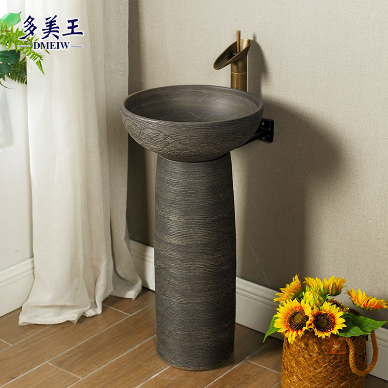 Ceramic column basin integrated wash basin Home small apartment type floor-to-ceiling washbasin bathroom column basin antique