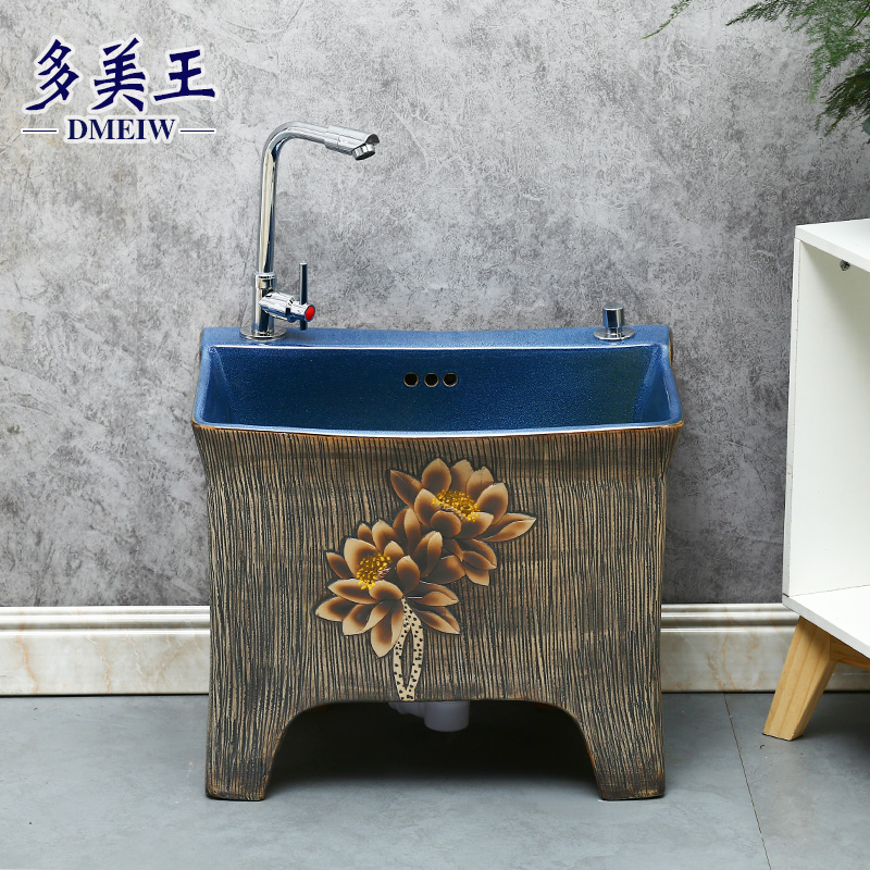 Chinese style restoring ancient ways is to wash the mop pool ceramic art mop pool large rectangular balcony toilet household mop pool