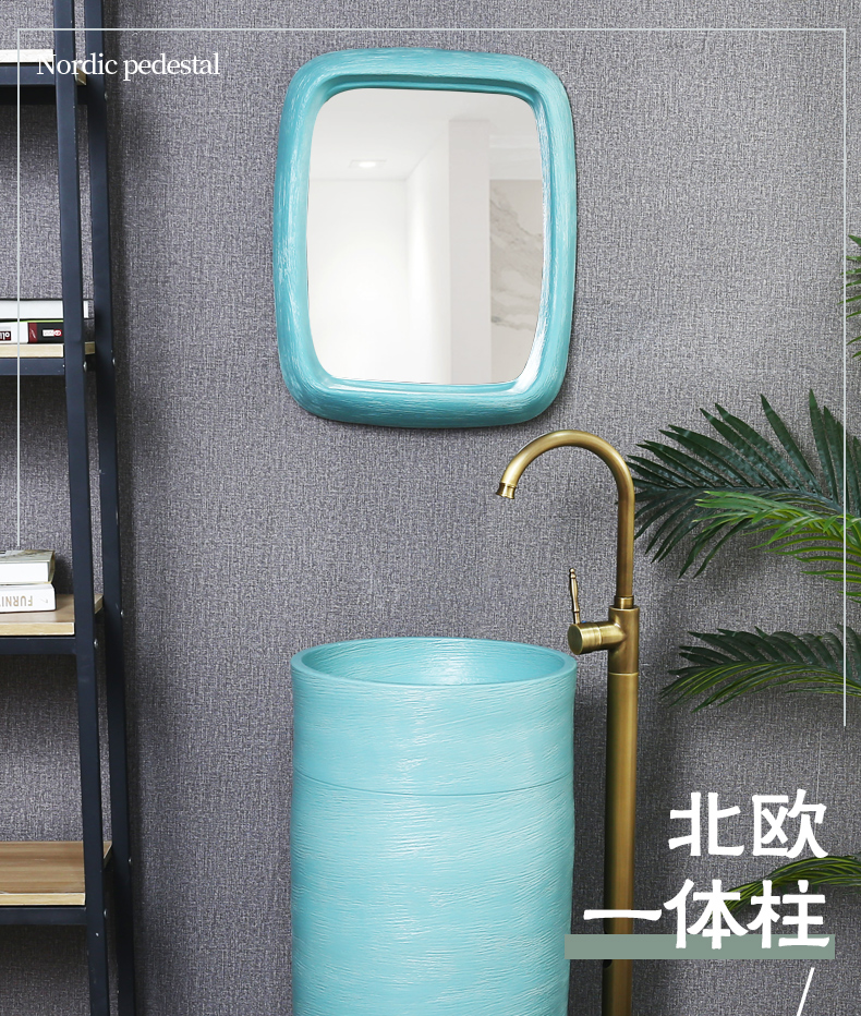 King beautiful ceramic column basin one contracted hotel toilet lavatory household Nordic pillar lavabo