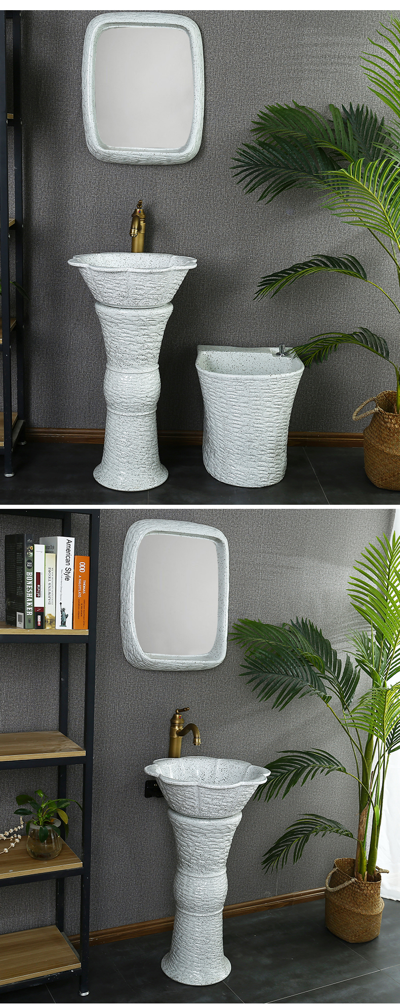 Tom king ceramic art basin integrated basin the post column type lavatory courtyard is suing floor the sink