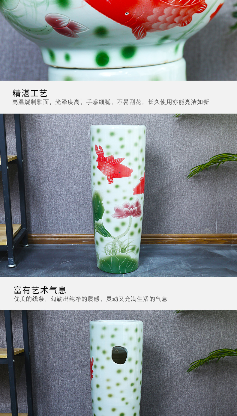 King beautiful lavabo floor one art basin brocade carp lotus jingdezhen ceramic vertical lavatory the post