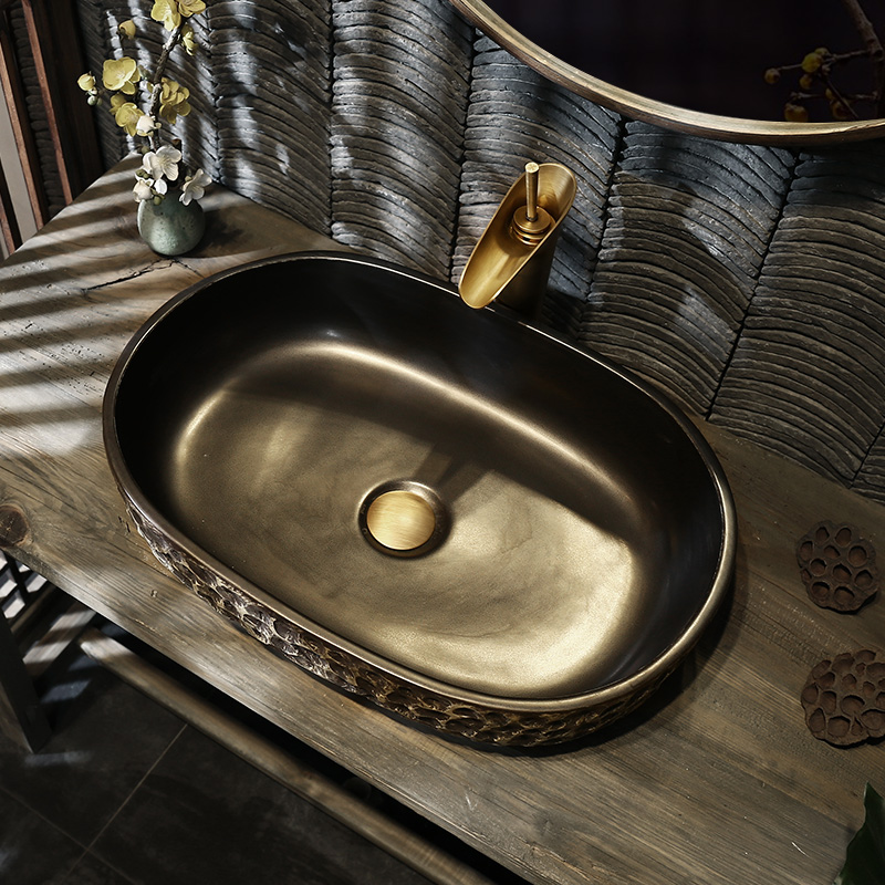 What king of ceramic lavatory basin of extra large oval table art creative industry wind restoring ancient ways the sink basin