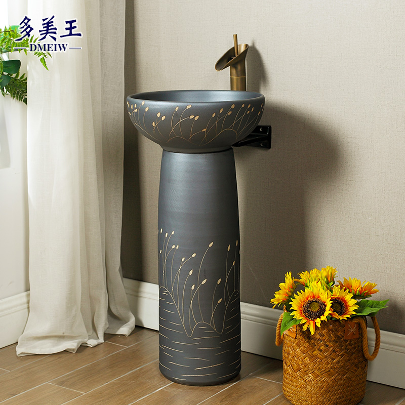 Wash basin column basin integrated balcony ceramic column washbasin bathroom column basin vertical floor standing floor table basin