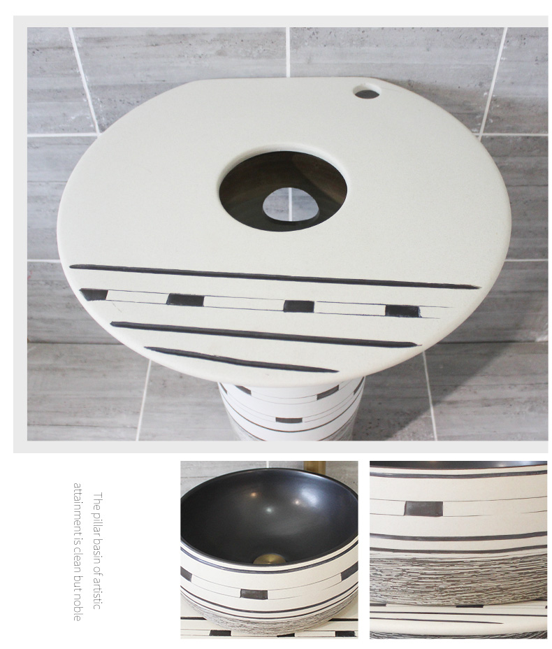 Ceramic antique one - piece pillar sink basin balcony column basin bathroom floor creative lavatory