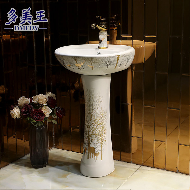 European pillar basin ceramic sanitary ware lavatory washbasins home floor balcony of small family toilet stage basin