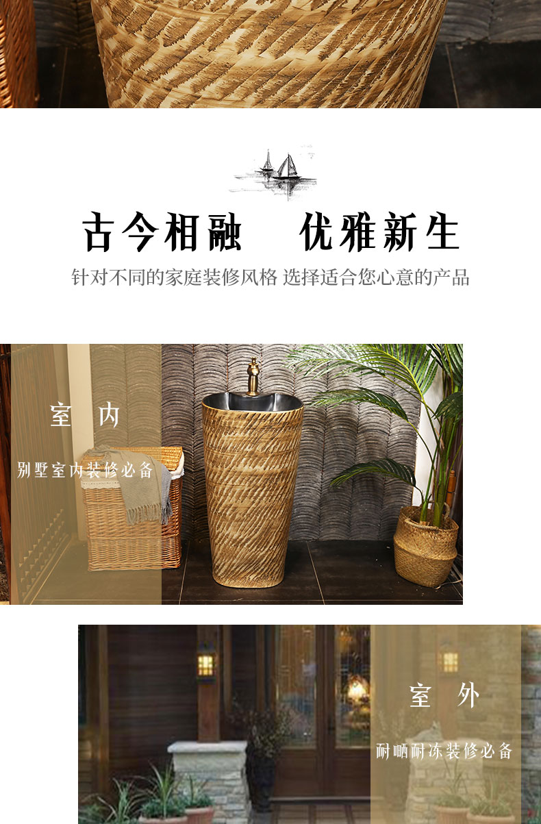 Tom king carved stone pillar lavabo ceramic one balcony vertical lavatory basin of new Chinese style column