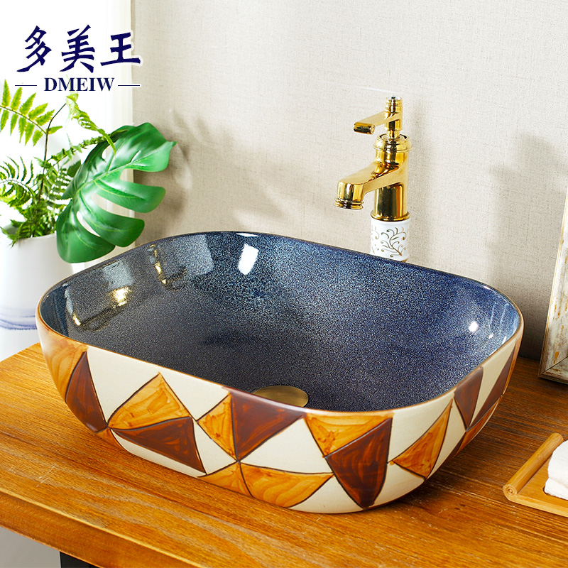 Countertop basin ceramic washbasin square Chinese art basin creative oval washbasin home wash basin