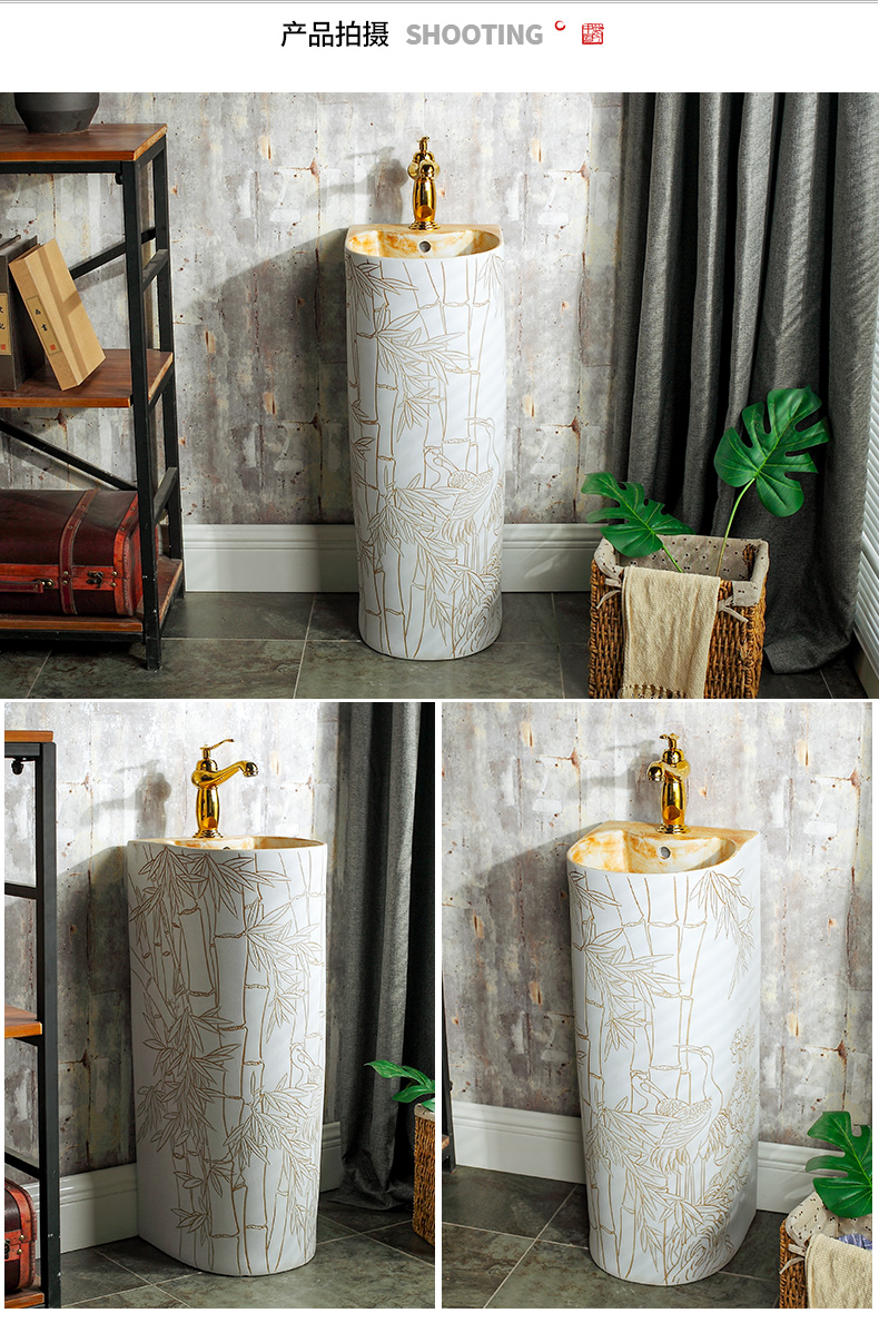 Pillar basin sink vertical integrated basin balcony ceramic basin of Pillar type lavatory floor toilet column