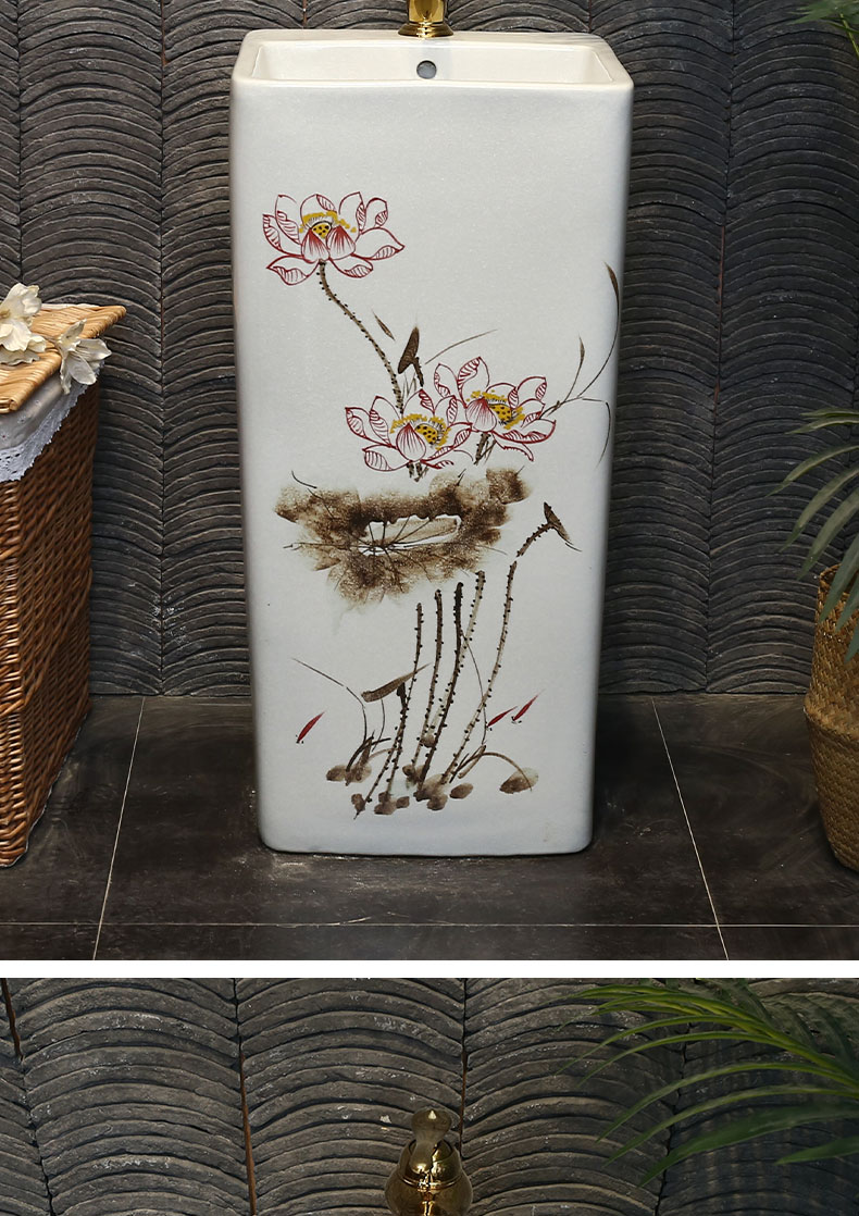 Chinese art ceramic floor vertical lavatory basin of one pillar toilet basin pillar lavabo