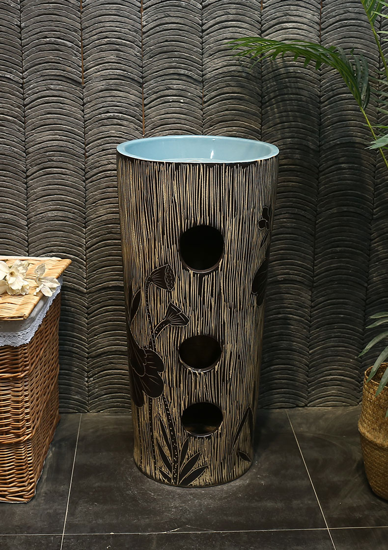Tom wang xin Chinese ceramic basin of pillar type lavatory one pillar lavabo lotus on floor sink