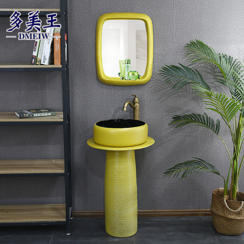 Nordic contracted household ceramics vertical lavatory toilet floor pillar lavabo one pillar basin