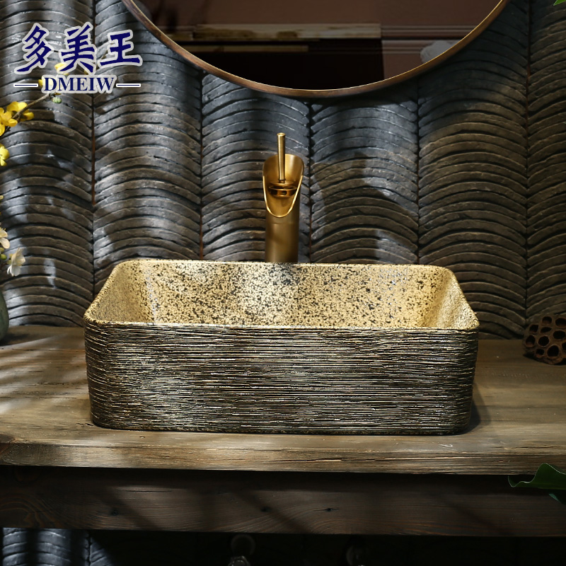 What king square Chinese style restoring ancient ways is the stage basin art ceramic lavatory basin basin that wash a face carved in the sink