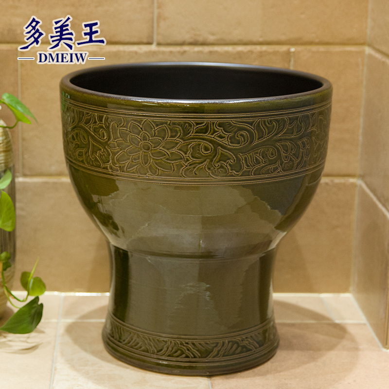 Ceramic art basin mop mop pool ChiFangYuan one - piece mop pool diameter 40 cm black lotus