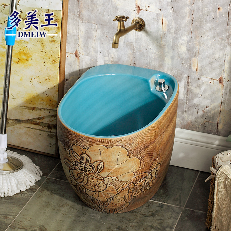 Jingdezhen ceramic wash mop pool Chinese style mop pool terrace pool drag large mop mop pool toilet basin