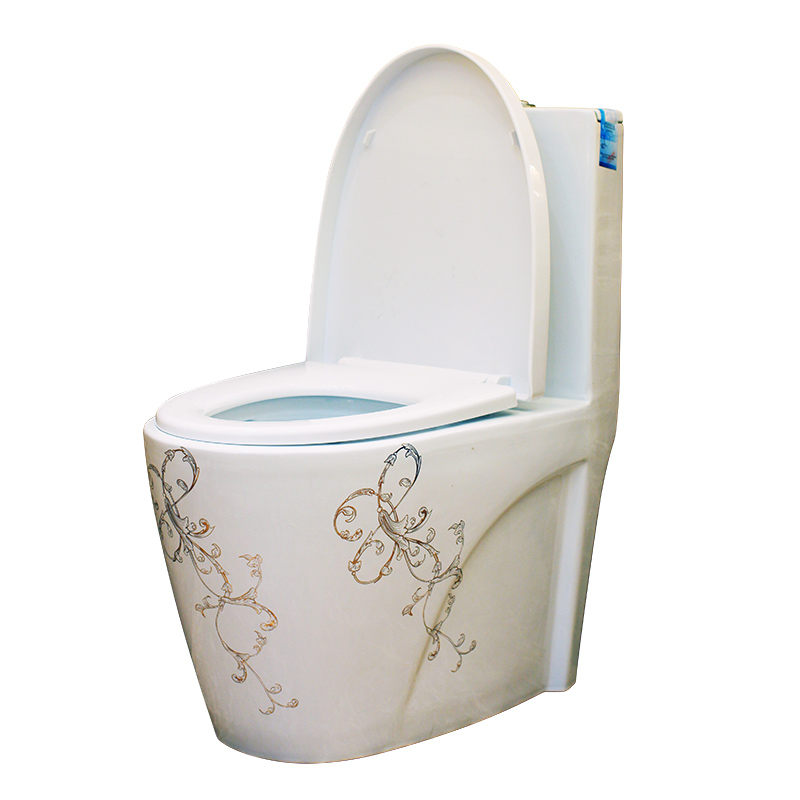 Jingdezhen art trace golden siphon toilet deodorization European large household implement adult toilet