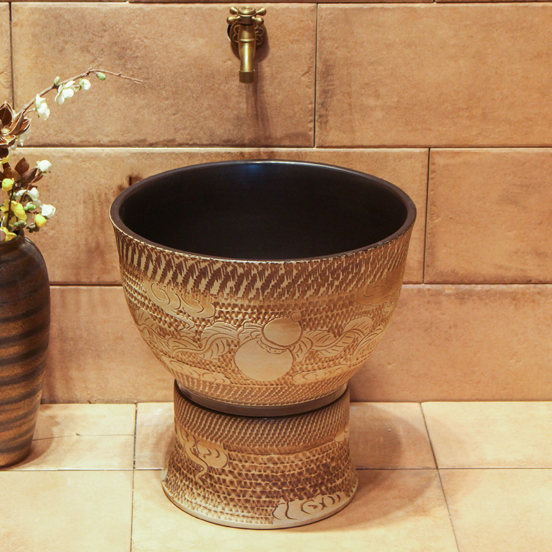 Ceramic art mop pool balcony mop pool home toilet one - piece mop pool small mop basin of restoring ancient ways