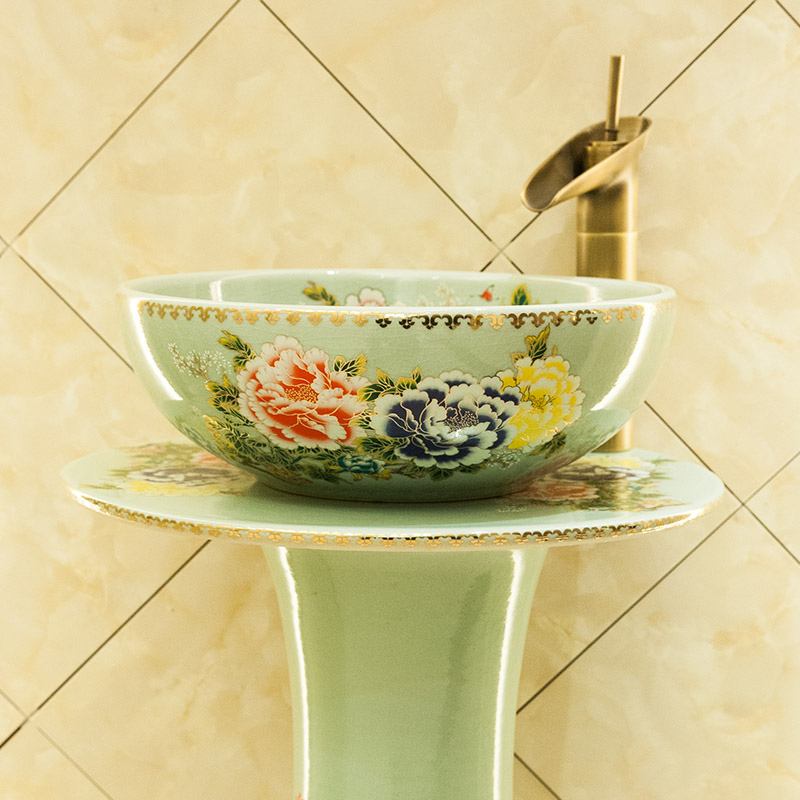 Tom li - zhu wang basin sink the lavatory pillar type ceramic floor auspicious LZ1143 sink riches and honour