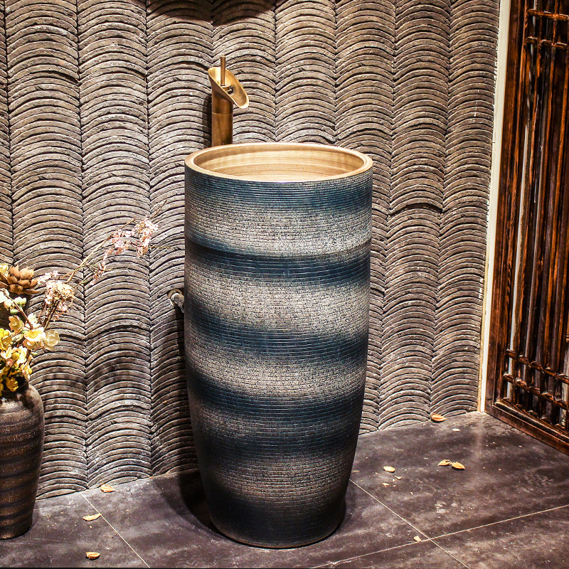 Lavabo ceramic column basin bathroom balcony one pillar type lavatory home floor sink to wash your hands