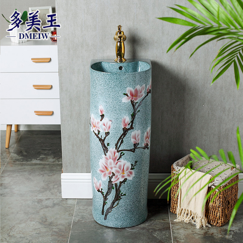 Pillar basin sink vertical integrated basin balcony ceramic basin of Pillar type lavatory floor toilet column