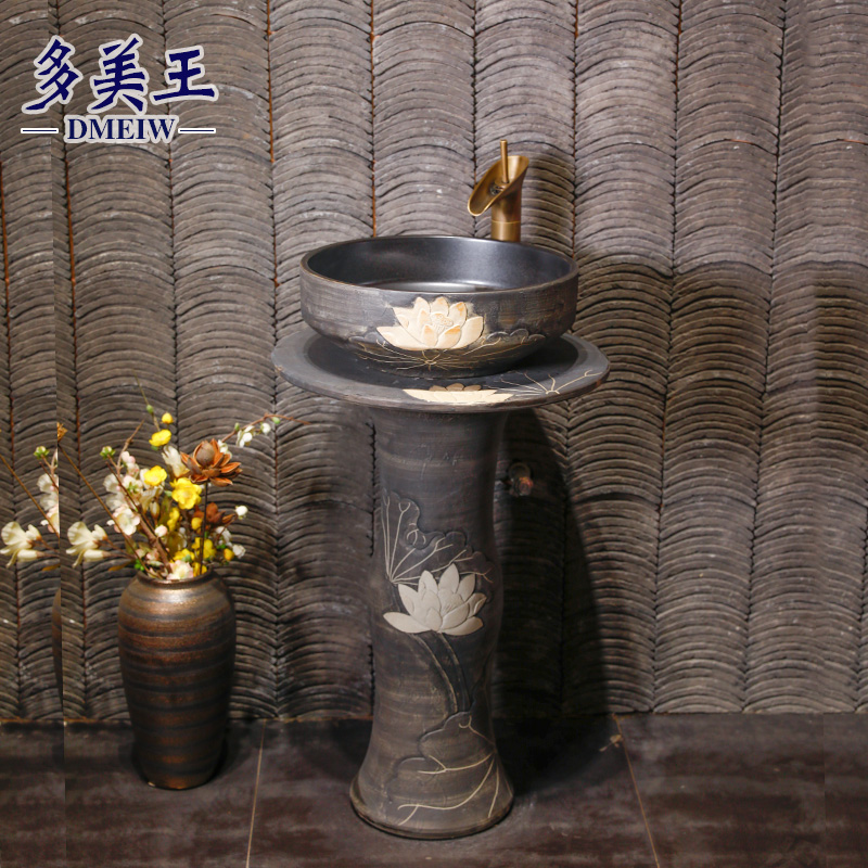 Retro pillar basin ceramic pillar lavabo balcony garden bathroom sinks one ground sink