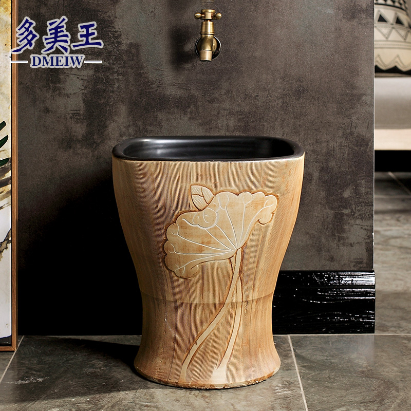 Jingdezhen ceramic wash mop pool balcony mop pool household dressing room small mop pool basin 35cm mop pool