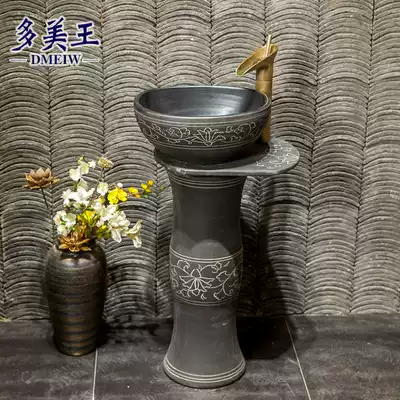 Retro column washbasin Small apartment Art column basin washbasin integrated balcony Floor-to-ceiling column basin Courtyard