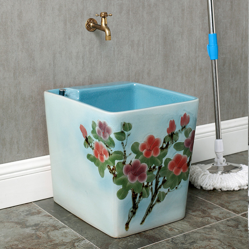 Ceramic wash basin floor mop pool mop pool small balcony toilet mop household mop pool automatically