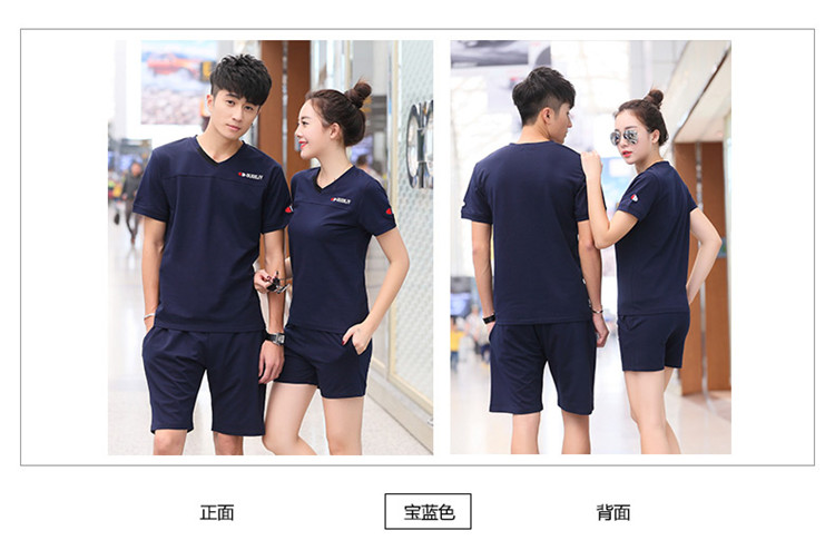 Mùa hè những người yêu thích thể thao cotton ngắn tay quần short nam giới và phụ nữ thể thao giản dị mùa hè V-Cổ chạy quần áo bộ quần áo gió nam adidas