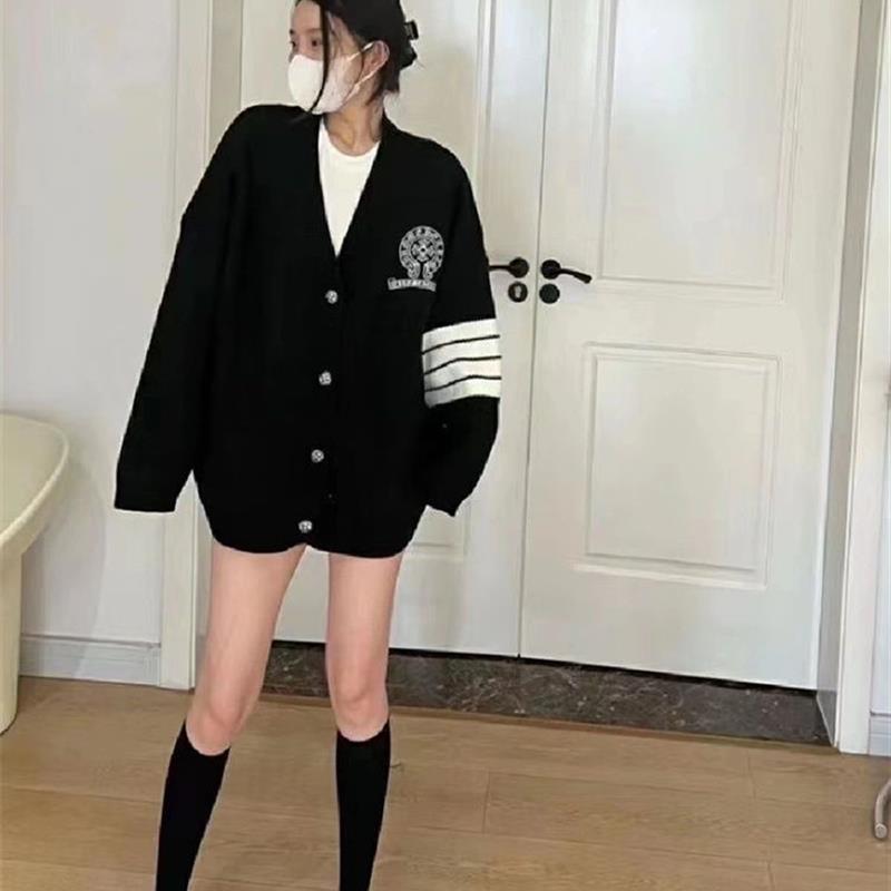Japanese-Style Spring and Autumn Yabi-Style Cultural Four-Stripe Cross Jacquard Knit Cardigan for Women, Loose Trendy Brand Jacket Top Japanese-Style Spring and Autumn Yabi-Style Cultural Four-Stripe Cross Jacquard Knit Cardigan for Women, Loose Trendy Brand Jacket Top