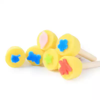 Painting rubbing round head printing sponge 6 sets children's diy manual class drawing tools sponge brush painting brush