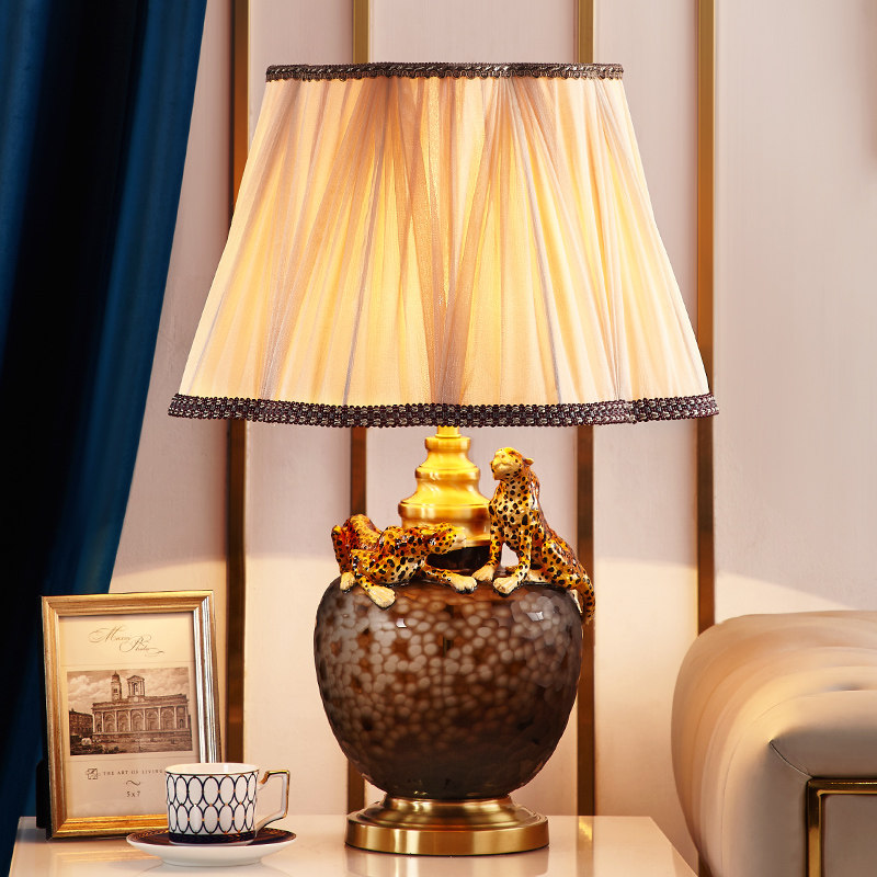 American luxury enamel color table lamp European-style living-room bedroom bedside headlights cozy fashion light luxury modern New Chinese