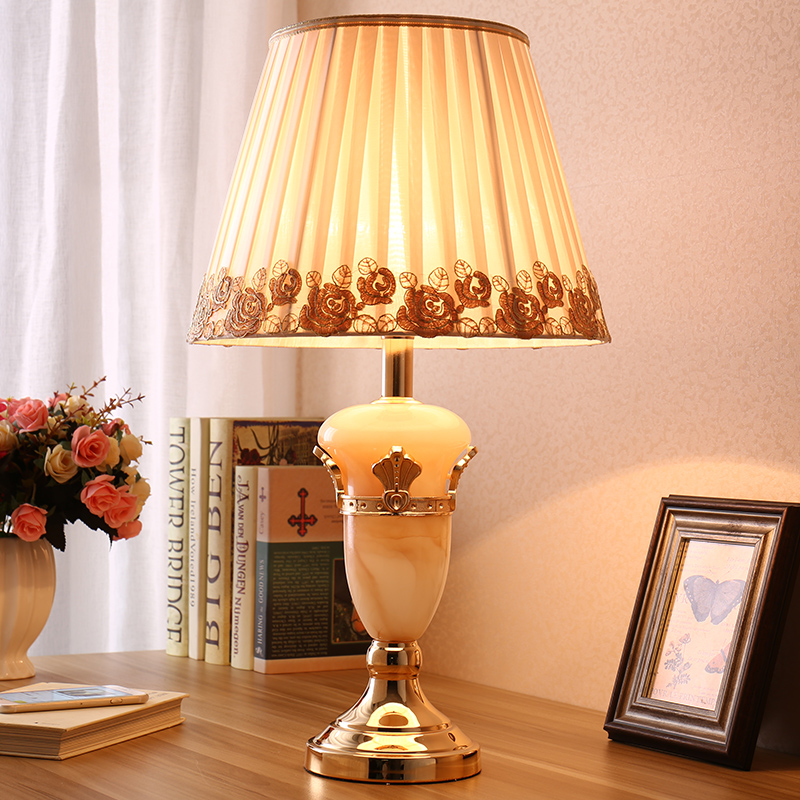 European simple bedroom bedside lamp modern living room warm light study creative warm decoration imitation marble lamp